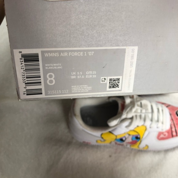 Customized Nike Air Force 1's white and pink women Size 8 Never used - Picture 15 of 15